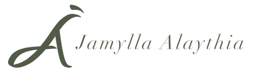 Logo with a stylized letter 'A' and the name 'Jamylla Alaythia' on a white background